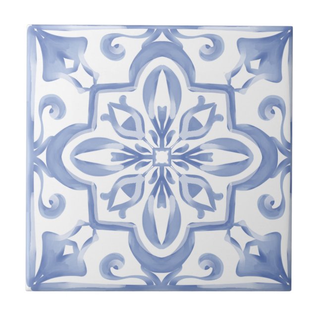 Carreau style italien, bleu, carrelage méditerranéen, (Devant)