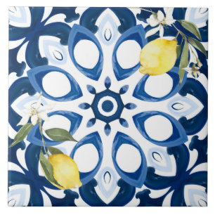 Carreau style italien, méditerranéen, majolica, citron,