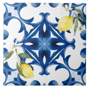 Carreau style italien, méditerranéen, majolica, citron,