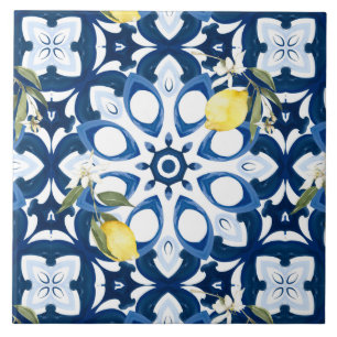 Carreau style italien, méditerranéen, majolica, citron,