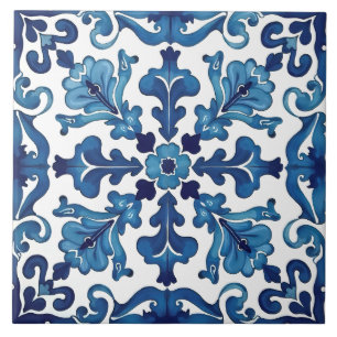 Carreau style italien, méditerranéen, mosaïque, bleu,