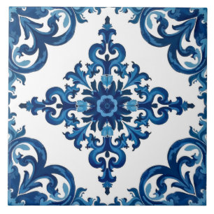 Carreau style italien, méditerranéen, mosaïque, bleu,
