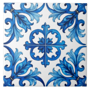 Carreau style italien, méditerranéen, mosaïque, bleu,
