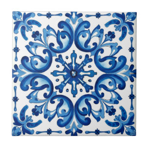 Carreau style italien, méditerranéen, mosaïque, bleu,