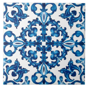 Carreau style italien, méditerranéen, mosaïque, bleu,
