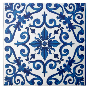 Carreau style italien, méditerranéen, mosaïque, bleu,