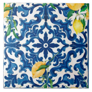 Carreau style italien, méditerranéen, mosaïque, bleu,