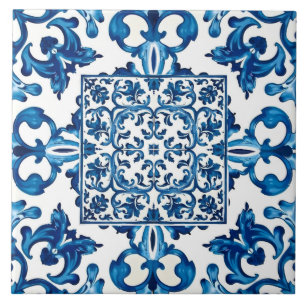 Carreau style italien, méditerranéen, mosaïque, bleu,