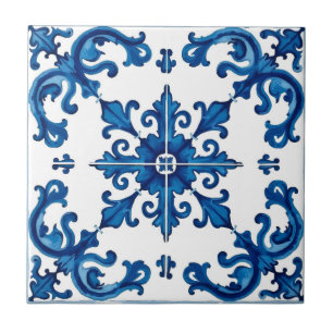 Carreau style italien, méditerranéen, mosaïque, bleu,