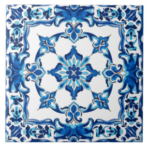 Carreau style italien, méditerranéen, mosaïque, bleu,