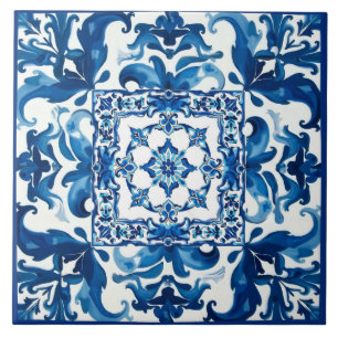 Carreau style italien, méditerranéen, mosaïque, bleu,
