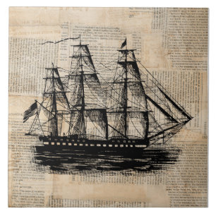 Carreau Style journal Vintage de l'Art de navire à l'anci