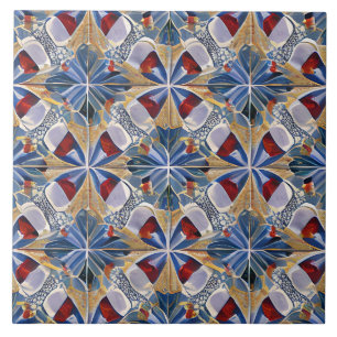 Carreau Style marocain Simulé Mosaïque Bleu et Rouge