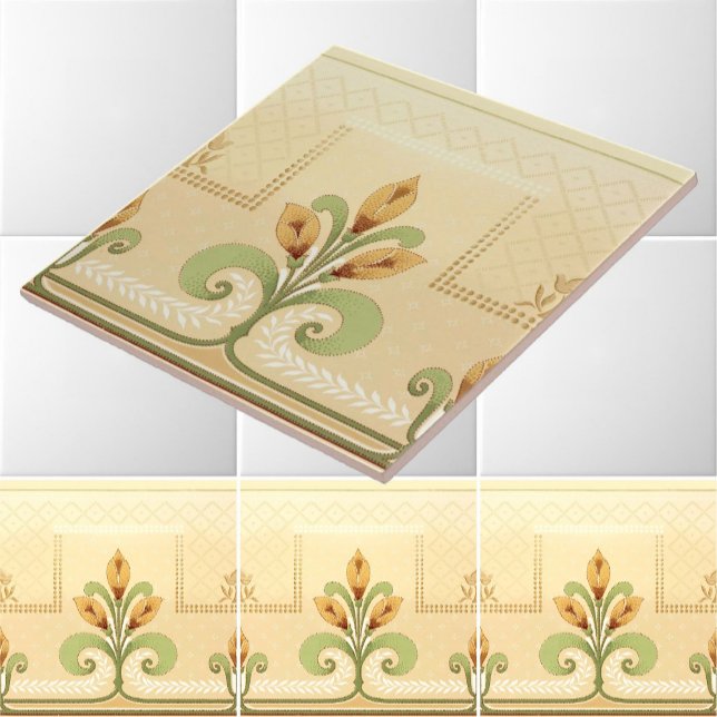 Carreau Style Mission Art Nouveau Bouquet Floral Frieze (Créateur téléchargé)