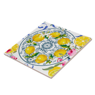 Carreau style sicilien, majolica, citrons               