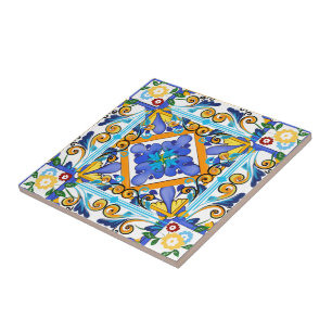 Carreau style sicilien, majolica, citrons       