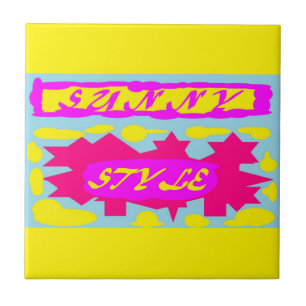 CARREAU STYLE SOLEIL PROFOND ROSE CANARIEN JAUNE ET SKY BL