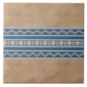 Carreau Style sud-ouest bleu et Motif géométrique Brown