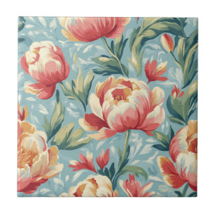 Carreau Style victorien élégant pivoines florales