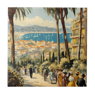 Carreau Style vintage Cannes Français Aquarelle