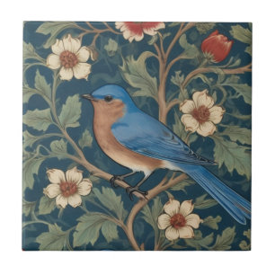 Carreau Style William Morris Face gauche Bluebird Bird