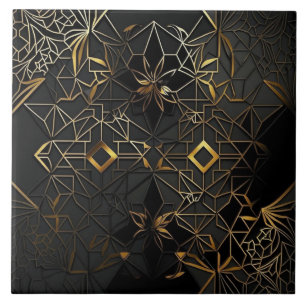 Carreau Stylish Black and Gold Mosaic Abstrait