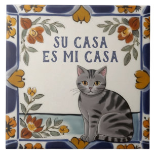 Carreau Su Casa est Ma Maison - Drôle d'Humour de Chat Esp