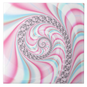 Carreau Sucre de canne bleu rose pastel Spiral Fractal