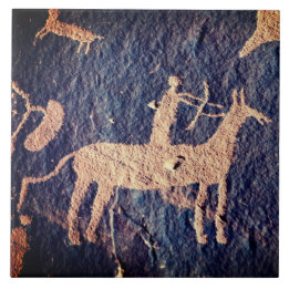 Carreau Sud-ouest Petroglyph Amérindien à cheval