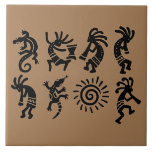 Carreau Sud-ouest Petroglyph Kokopelli Brown