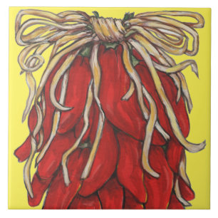 Carreau Sud-Ouest Rouge Chili Ristra Top House # Jaune