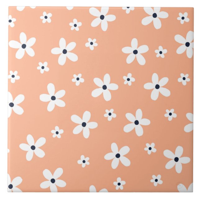 Carreau Summer Boho White Daisy Flowers (Devant)