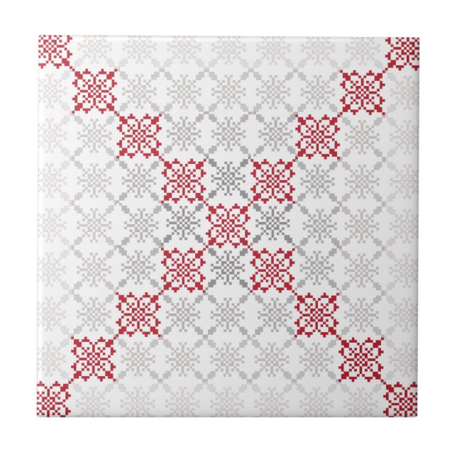 Carreau SUN traditionnel letton motif géométrique II (Devant)