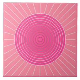 Carreau Sunburst géométrique moderne - Tons de Coral rose