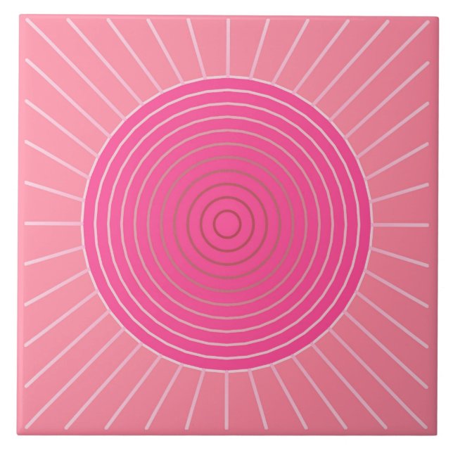 Carreau Sunburst géométrique moderne - Tons de Coral rose (Devant)