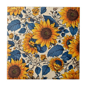 Carreau Sunlit Blooms : Artwork Motif de tournesols