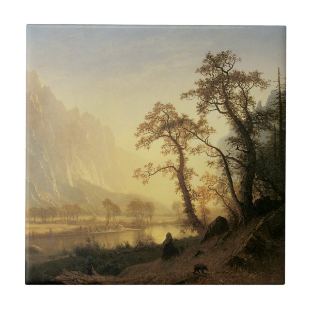 Carreau Sunrise, Vallée de Yosemite par Albert Bierstadt (Devant)