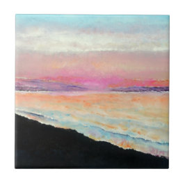 Carreau Sunset Beach Lake Pink Blue Peinture