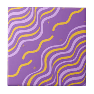 Carreau Super bande de violet jaune printemps Abstrait