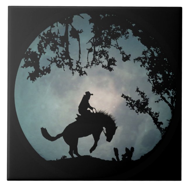 Carreau Super Cool Bucking Horse and Moon (Devant)