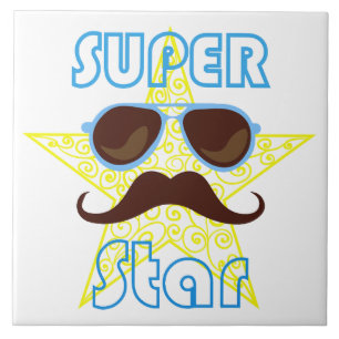 Carreau Super Star avec lunettes de soleil et moustache