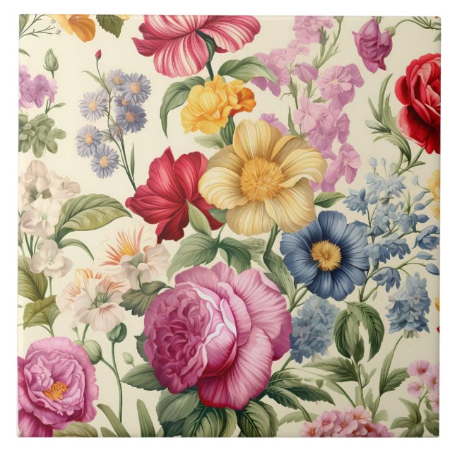 Carreau Superbe Carrelage Floral En Céramique. (Devant)