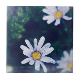 Carreau Superbe peinture de fleurs bleues jaunes