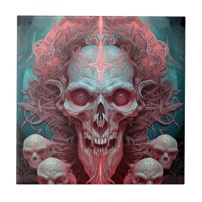 Carreau Surreal Skull Gothique Horror Art (Devant)