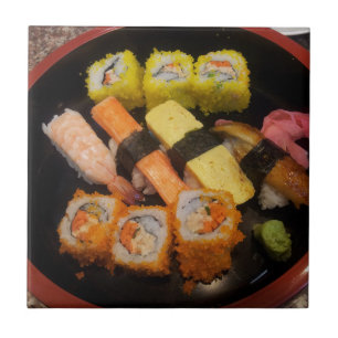Carreau Sushi Nourriture Crue Repas Japonais Délicieux Ser