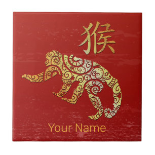Carreau Symbole chinois de singe Zodiaque Horoscope Conste