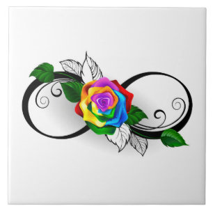 Carreau Symbole d'infini avec Rose arc-en-ciel