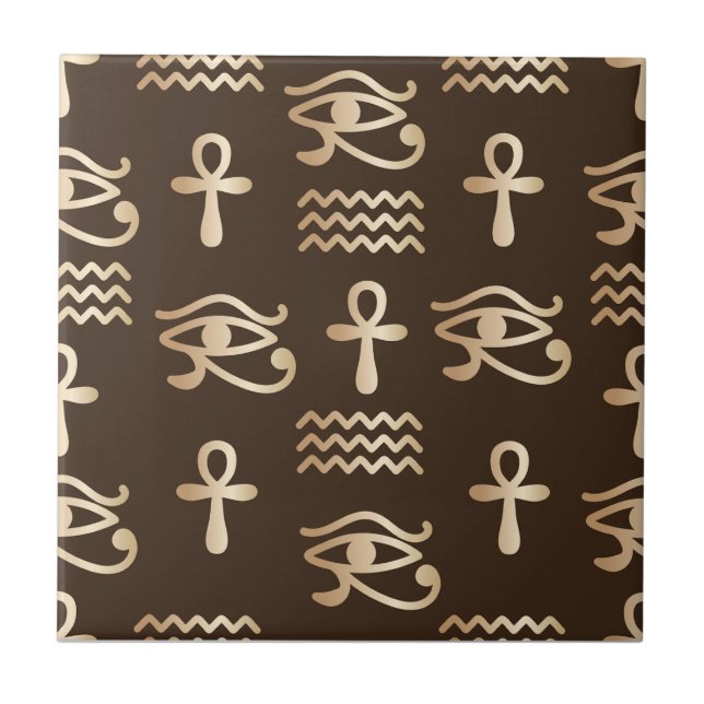 Carreau Symbole égyptien Motif oculaire Ankh Horus (Devant)