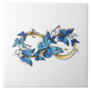 Carreau Symbole infini de papillons Morpho bleus