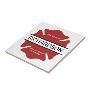 Carreau Symbole logo rouge du pompier personnalisé